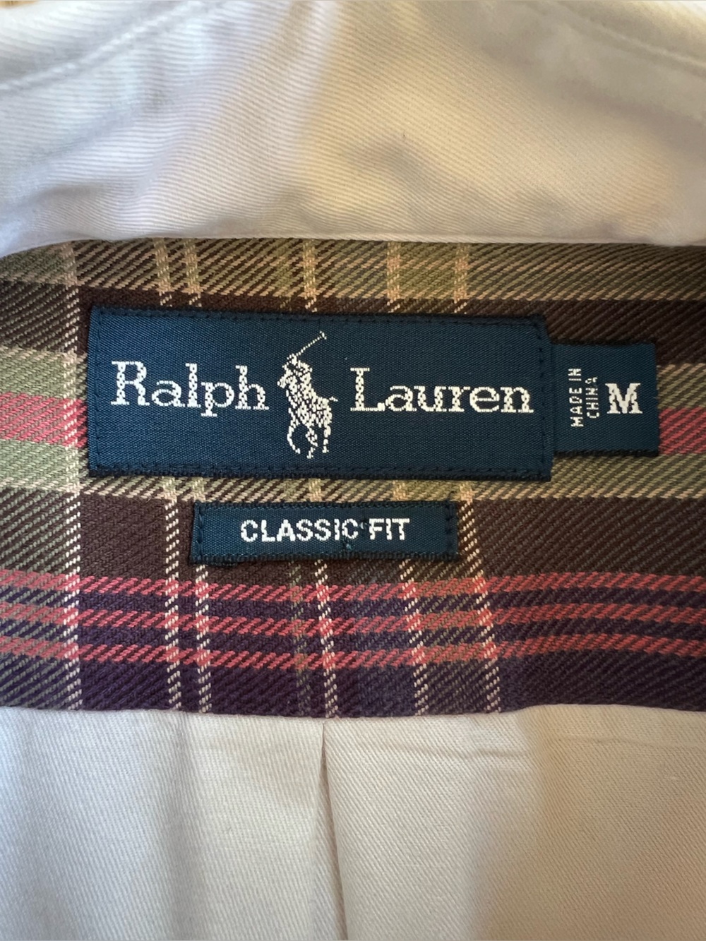 Ralph Lauren Mens Ivory 100% Cotton Classic Fit Button Down Shirt Navy Pony Sz M - Picture 6 of 14